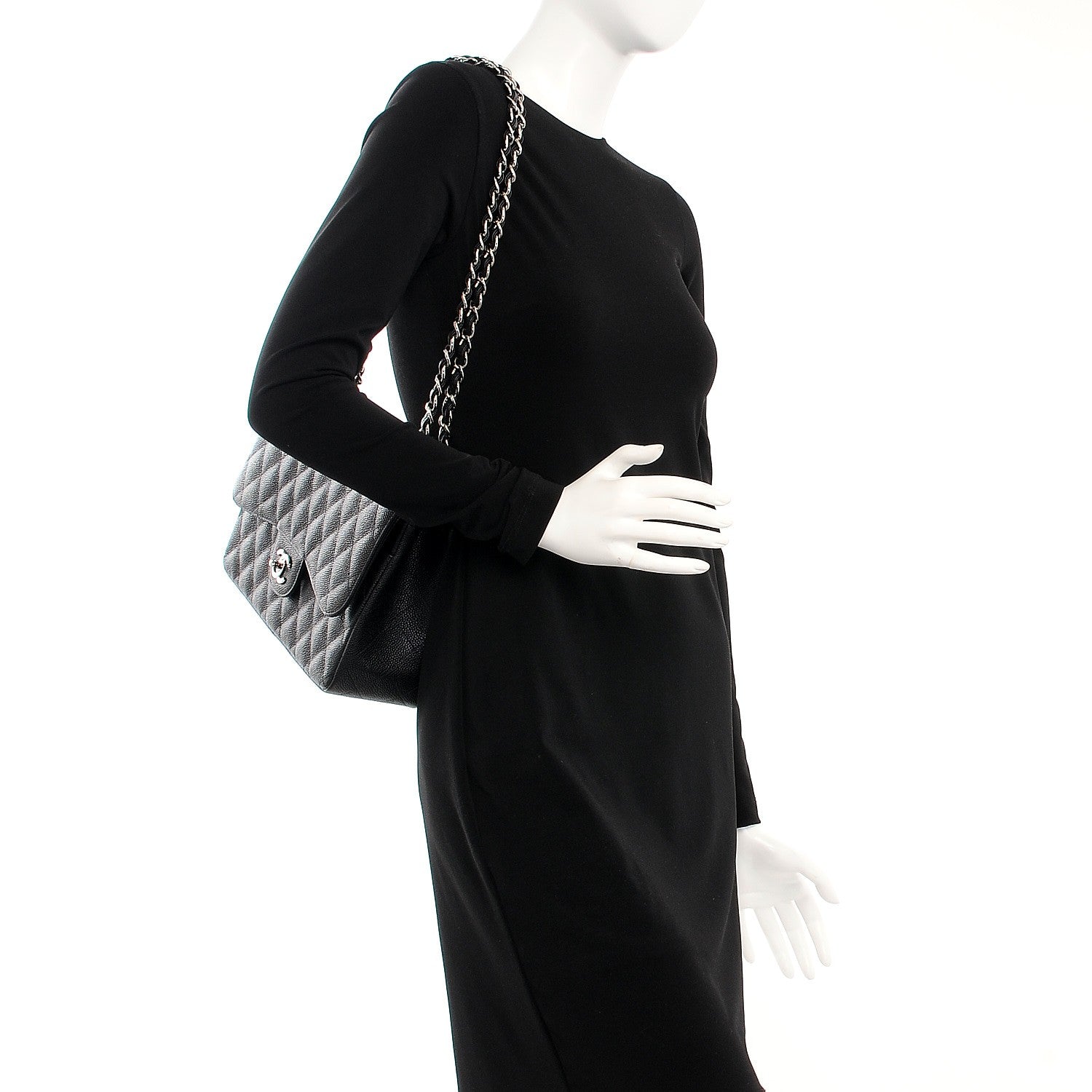 Chanel Caviar Quilted Jumbo Double Flap Black 2 of 8