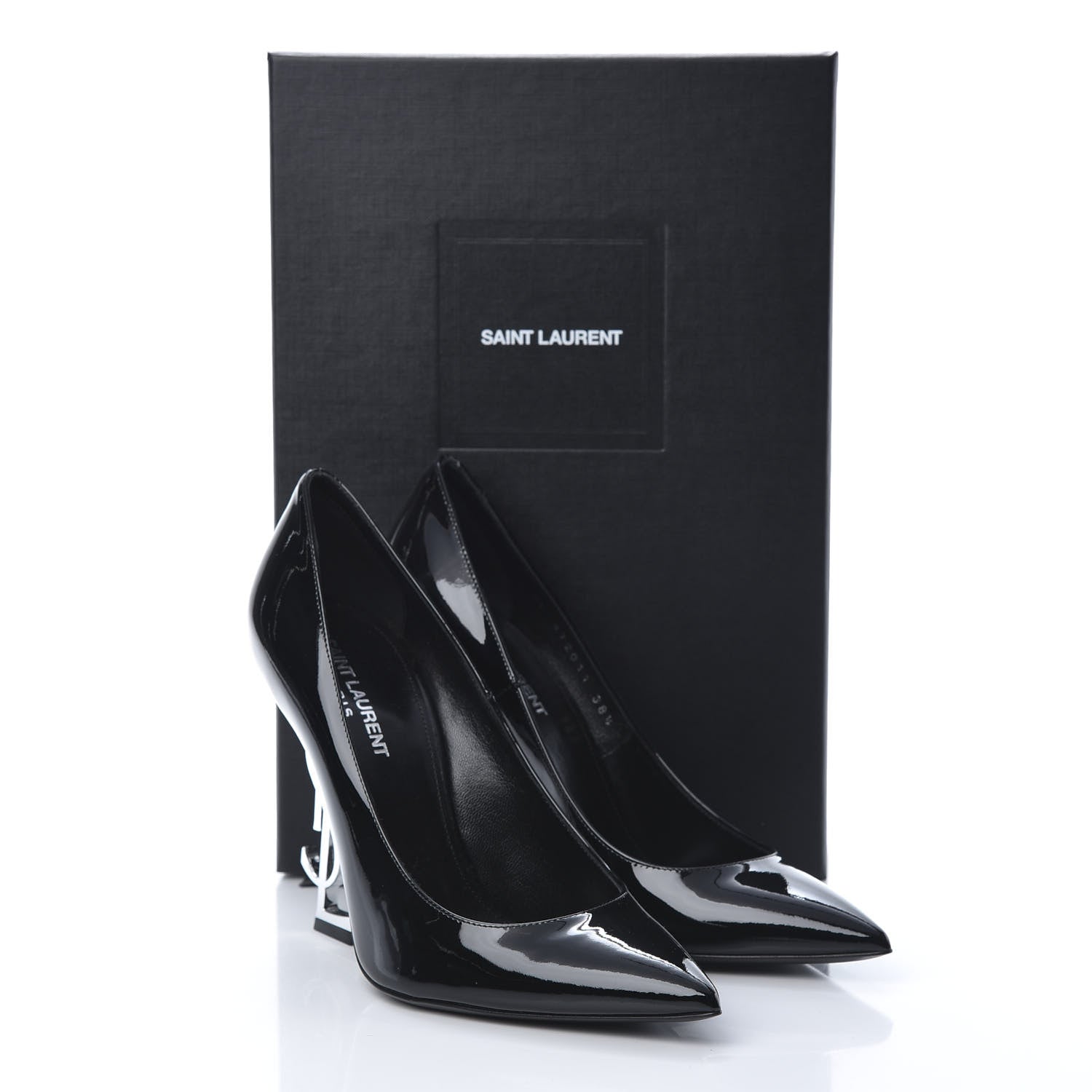Saint Laurent Patent Opyum 110 Pumps 38.5 Black Silver 8 of 8