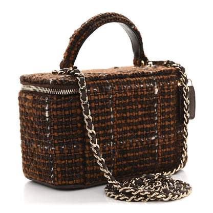 Chanel Tweed Small Top Handle Vanity Case With Chain Brown Multicolor 3 of 13