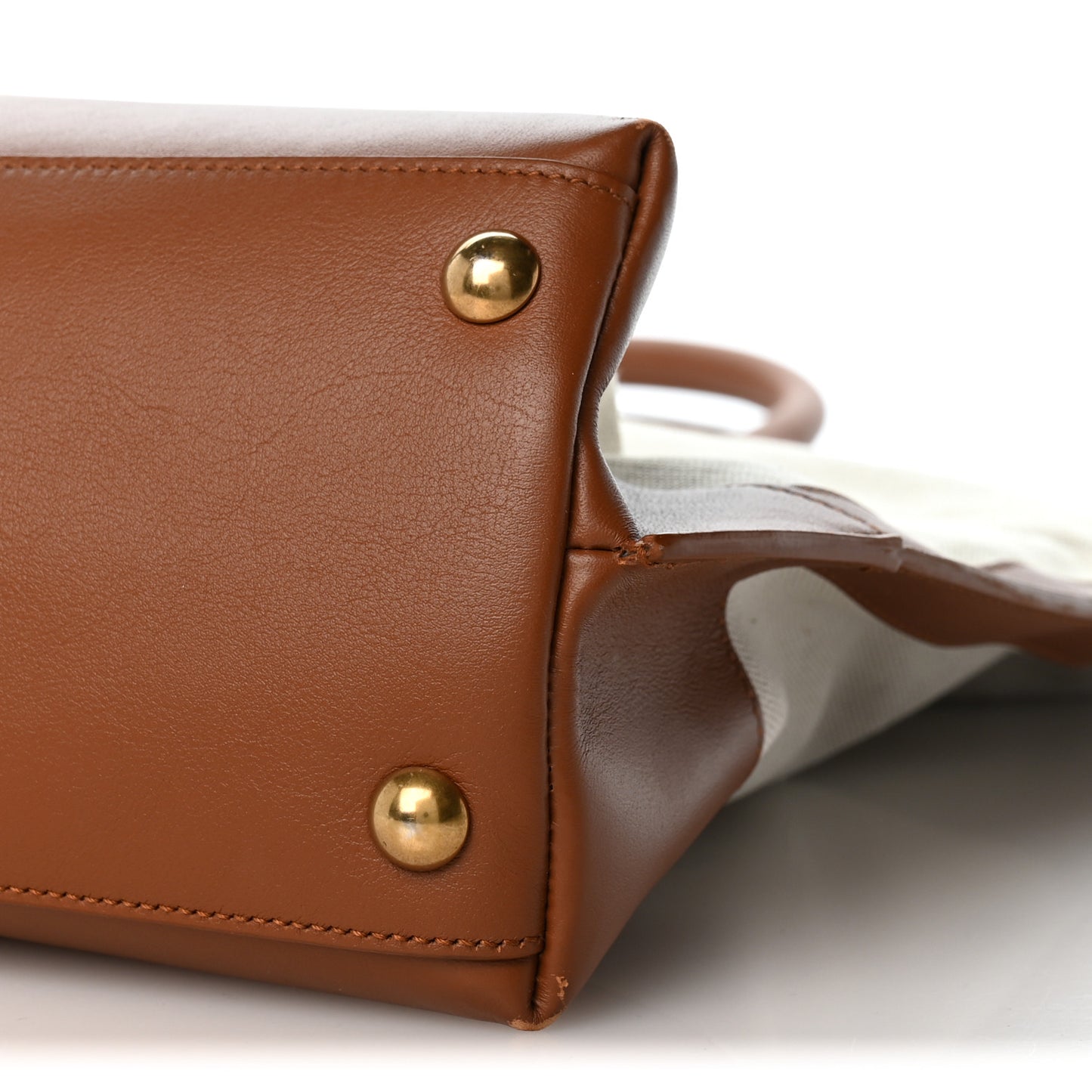Calfskin Linen Two Tone Cabas Tote Beige