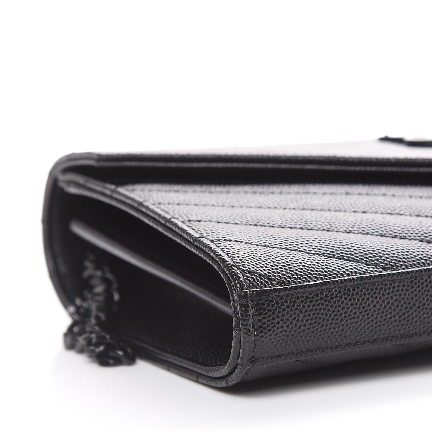 Grain De Poudre Matelasse Chevron Monogram Chain Wallet Black