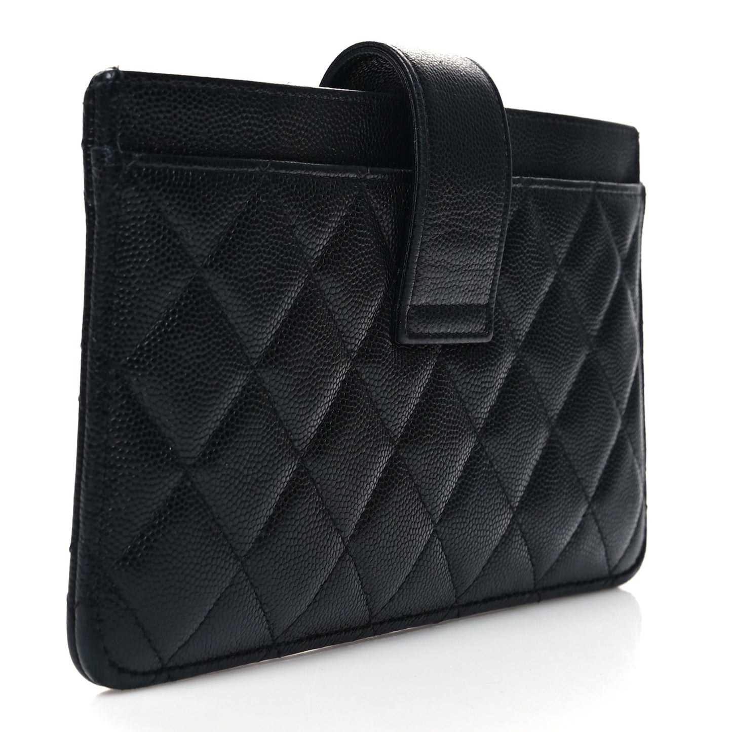 Caviar Quilted Classic Strap Pouch Black