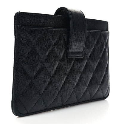 Chanel Caviar Quilted Classic Strap Pouch Black 4 of 10