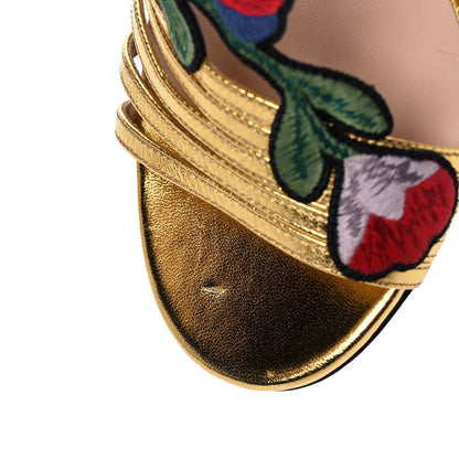 Gucci Metallic Nappa Ophelia High Heel Sandals 37.5 Gold 9 of 11