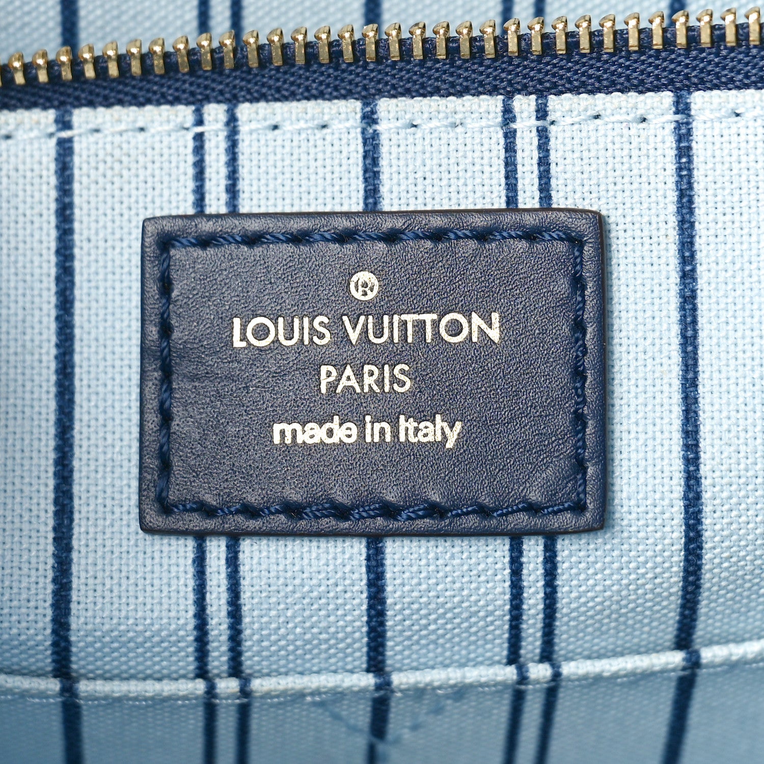 Louis Vuitton Raffia Calfskin Monogram Giant Onthego MM Blue 6 of 10