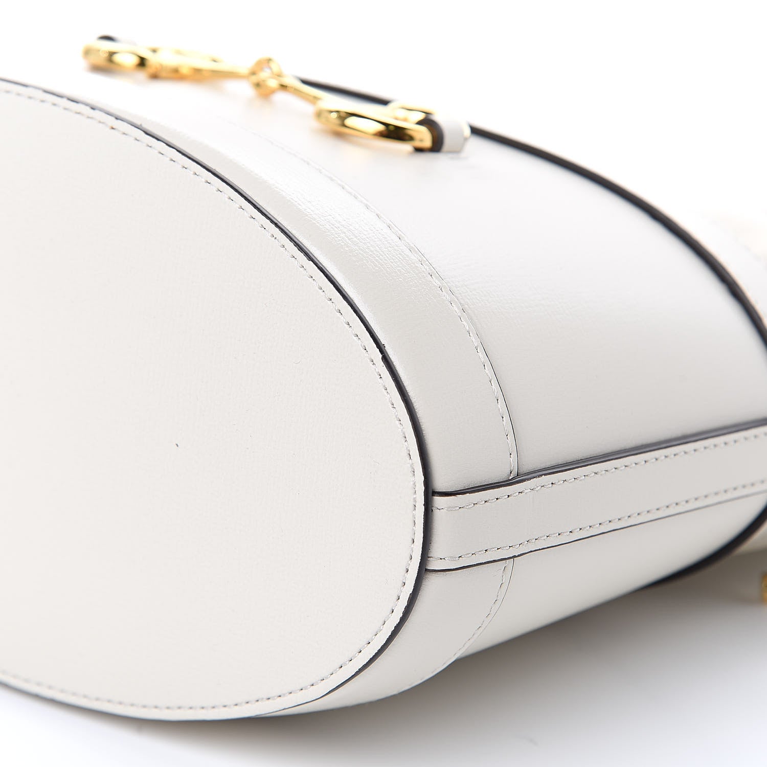 Gucci Azalea Sakai Calfskin Horsebit 1955 Drawstring Bucket Bag Mystic White 9 of 10