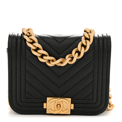 Chanel Caviar Chevron Quilted Boy Flap Waist Belt Bag Black 1 of 10