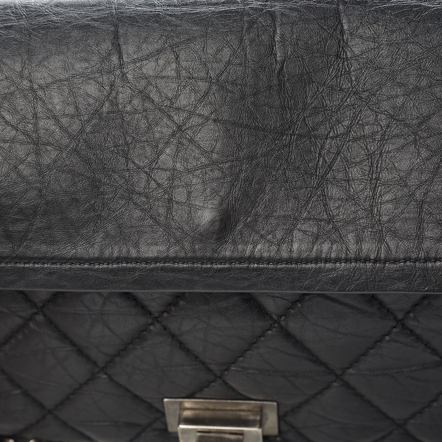 Aged Calfskin Quilted 2.55 Reissue 227 Flap Black