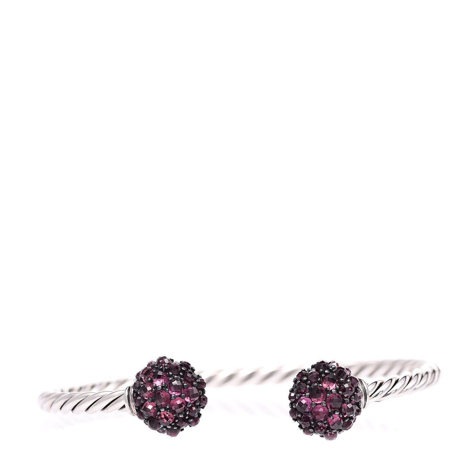 David Yurman Sterling Silver Garnet Berries Cable Bracelet 1 of 5