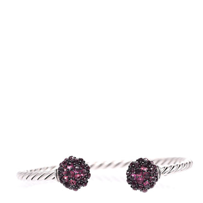David Yurman Sterling Silver Garnet Berries Cable Bracelet 1 of 5
