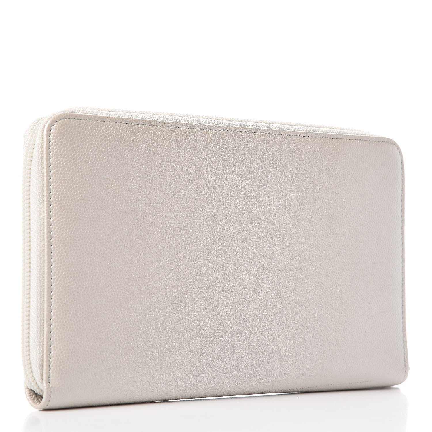 Chanel Metallic Caviar Large Sevruga Zip Around Organizer Wallet Silver 3 of 9