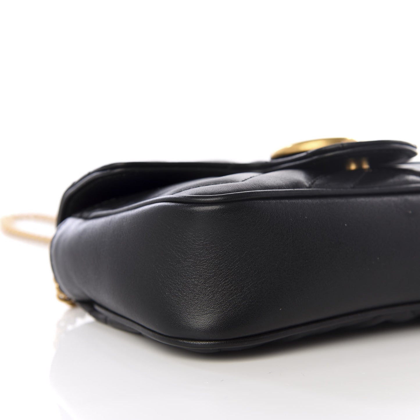 Calfskin Matelasse Super Mini GG Marmont Shoulder Bag Black