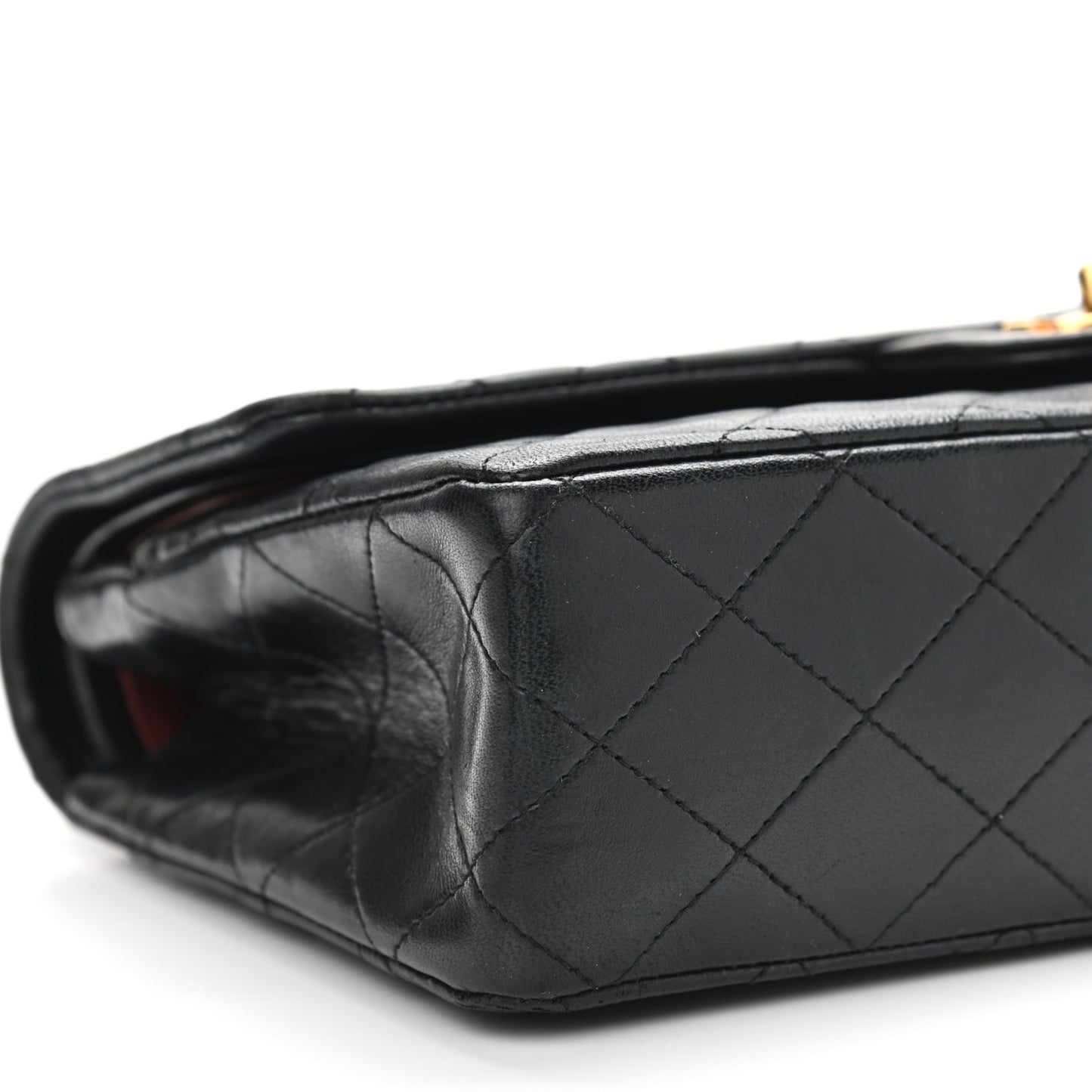 Lambskin Quilted Medium Double Flap Black