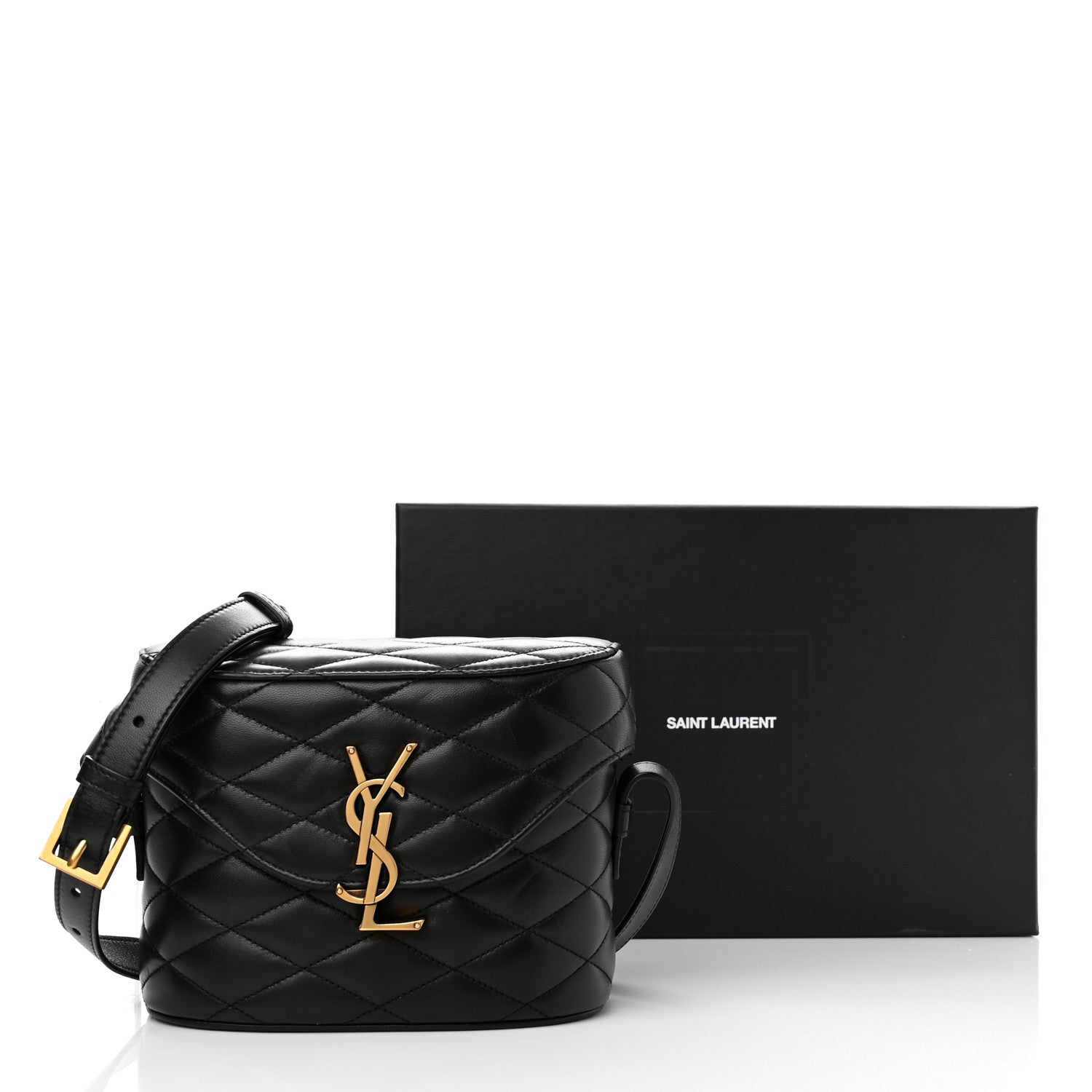 Saint Laurent Lambskin Quilted Monogram June Box Bag Black 14 of 14
