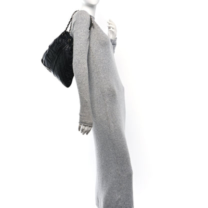 Chanel Lambskin Quilted Pile Ou Face Drawstring Bag Black 2 of 10