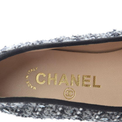 Chanel Tweed Patent Cap Toe Ballerina Flats 36.5 Grey Black White 8 of 9