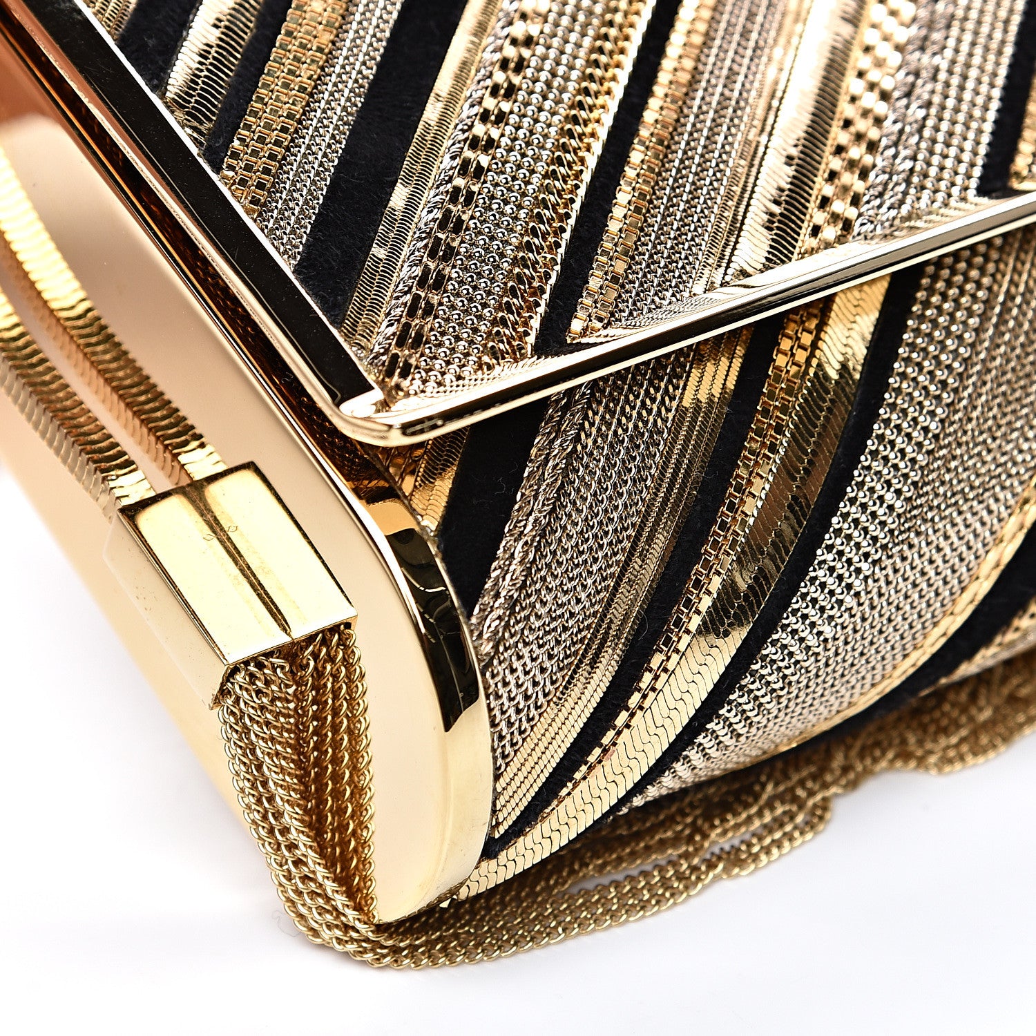 Saint Laurent Suede Chain Inlay Tassel Monogram Kate Crossbody Bag Gold 6 of 8