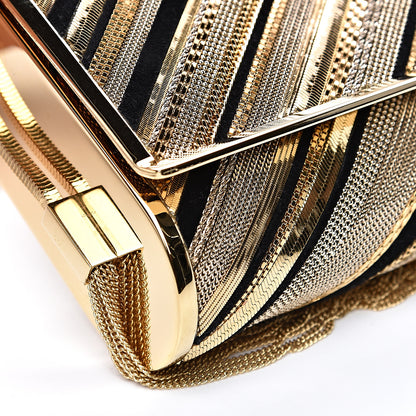 Saint Laurent Suede Chain Inlay Tassel Monogram Kate Crossbody Bag Gold 6 of 8
