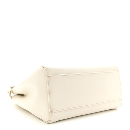 Fendi Nappa Vitello Gingham Printed Mini Peekaboo Iconic Satchel White Ice Light Blue 7 of 25