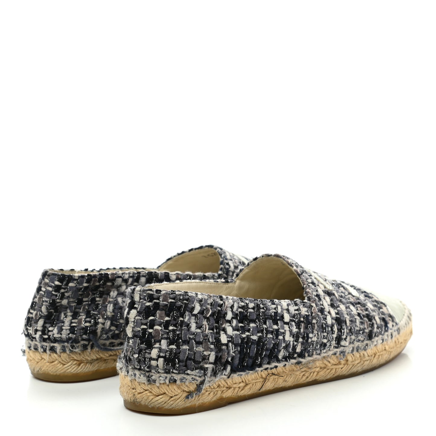 Metallic Tweed Lambskin CC Espadrilles 39 Blue Black Silver