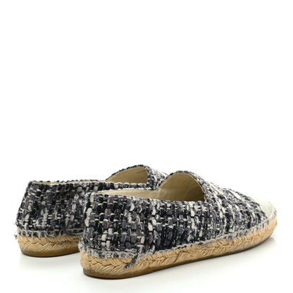 Chanel Metallic Tweed Lambskin CC Espadrilles 39 Blue Black Silver 4 of 16