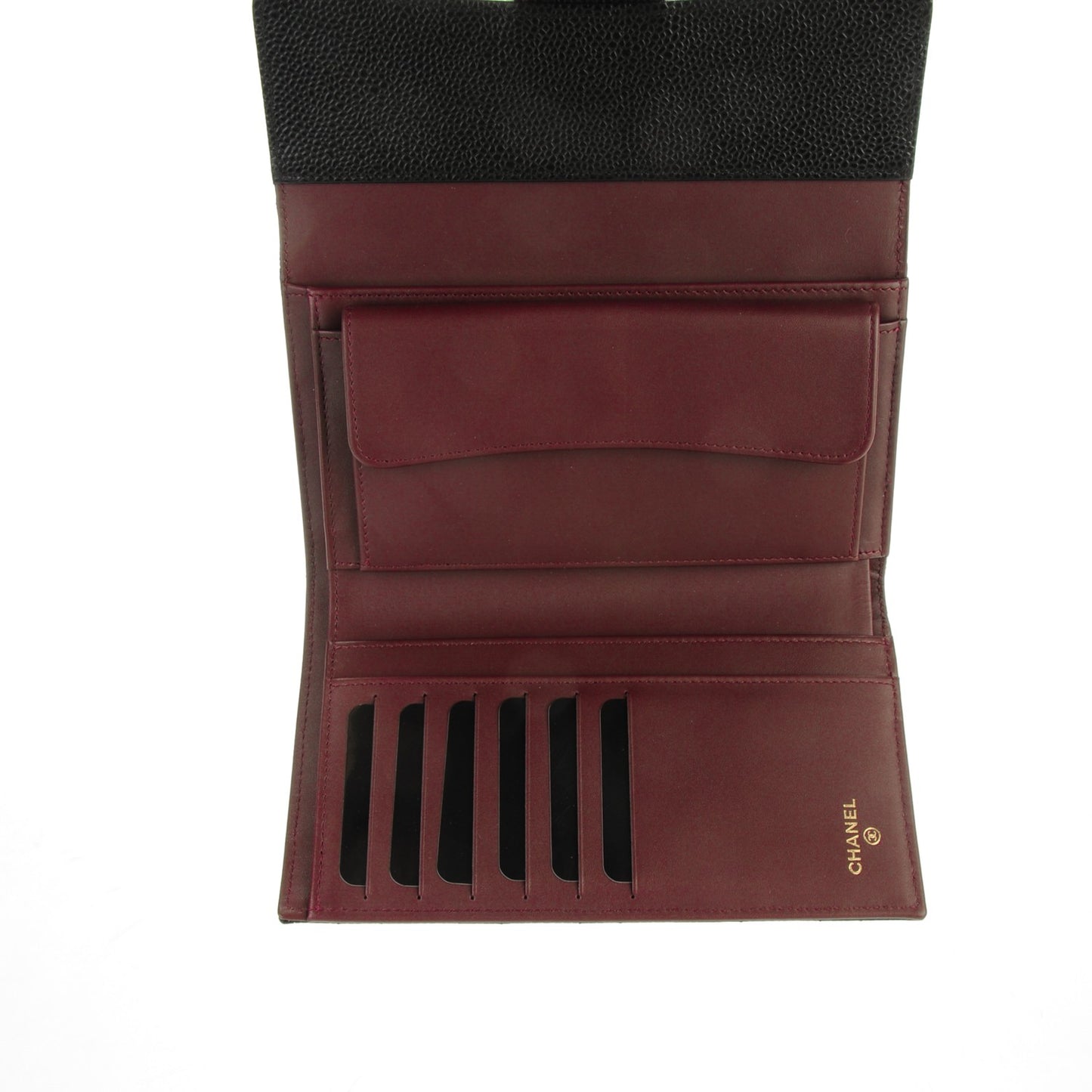 Caviar Quilted Large Flap Wallet Black