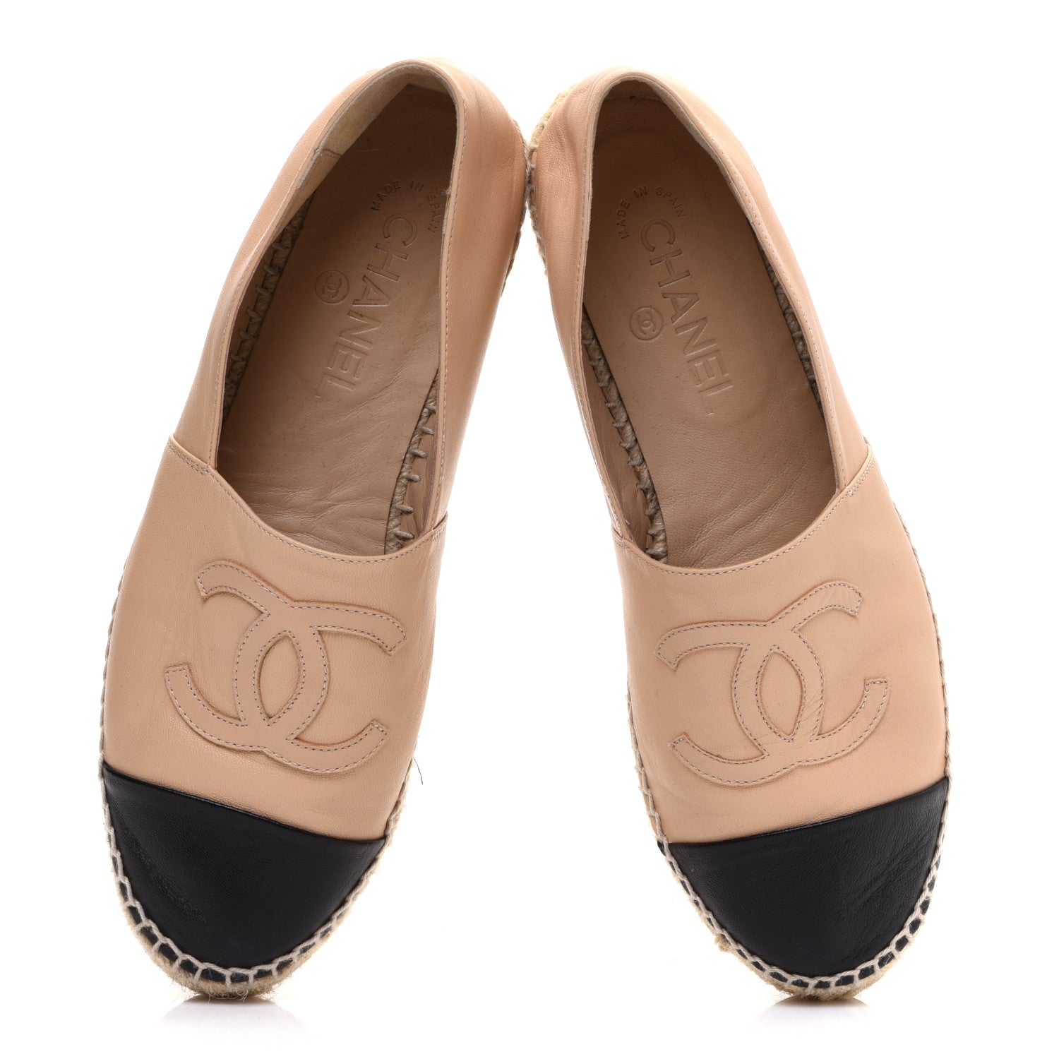 Chanel Lambskin CC Espadrilles 39 Beige Black 5 of 13