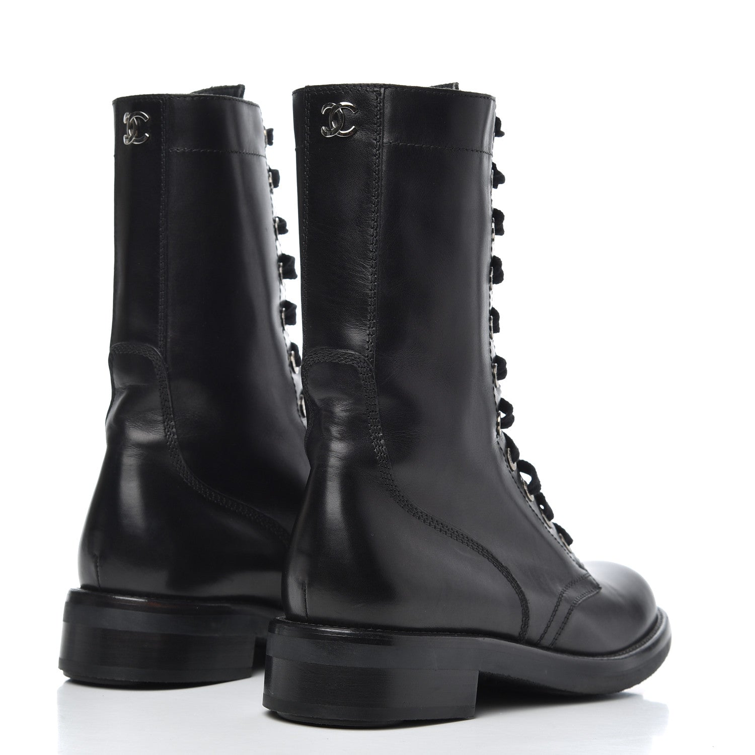 Chanel Lambskin Combat Boots 39 Black 4 of 18