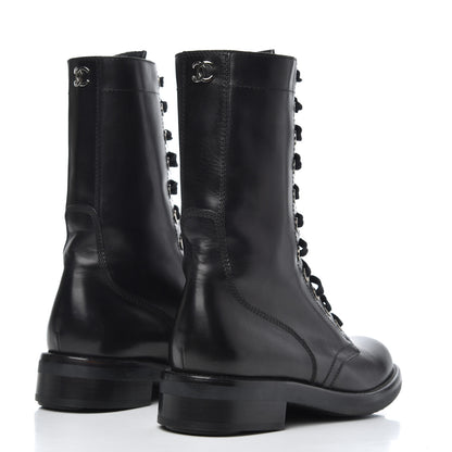 Chanel Lambskin Combat Boots 39 Black 4 of 18