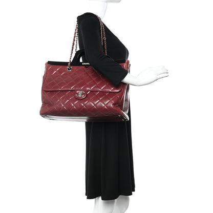 Chanel Glazed Calfskin Quilted Large CC Delivery Tote Burgundy 2 of 13