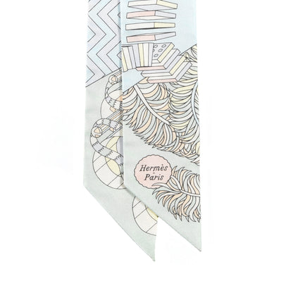 Hermes Silk De l'Ombrelle Aux Duels Twilly Ciel Rose Pale Orange 2 of 3