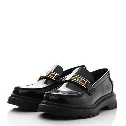 Christian Dior Brushed Calfskin Dior Code Lug Sole 15mm Loafers 35.5 Black 3 of 11