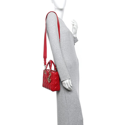 Christian Dior Lambskin Cannage Small Lucky Badges My Lady Dior Red 2 of 10