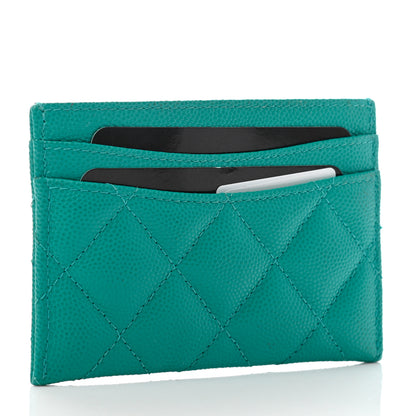 Chanel Caviar Quilted Card Holder Turquoise 3 of 8