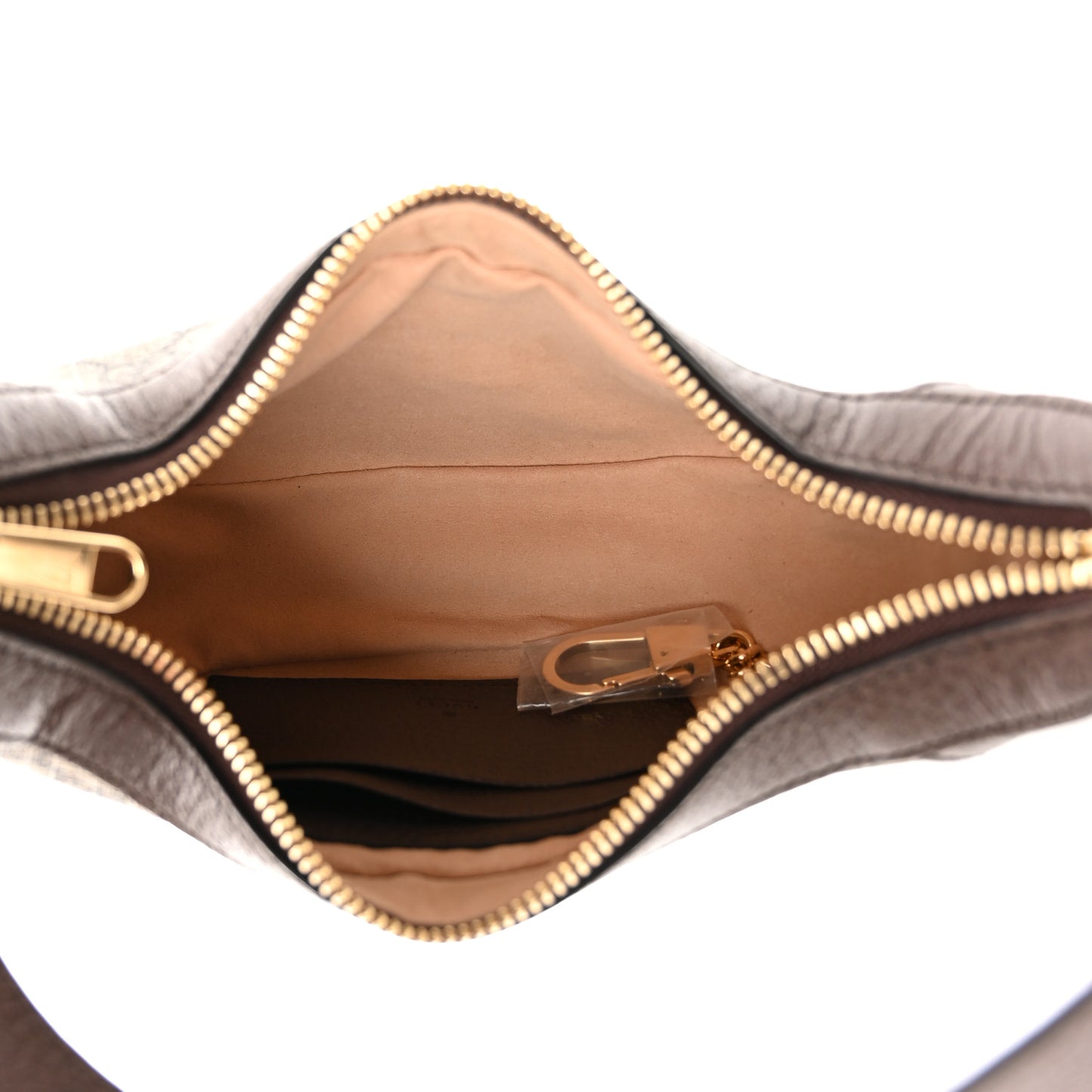 GG Supreme Monogram Textured Calfskin Web Mini Ophidia Half Moon Hobo Beige Ebony New Acero