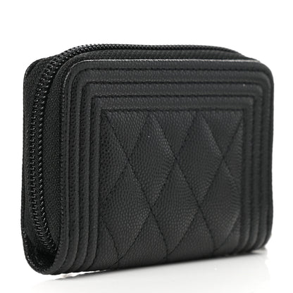 Chanel Caviar Quilted Boy Zip Around Coin Purse Wallet Black 3 of 8