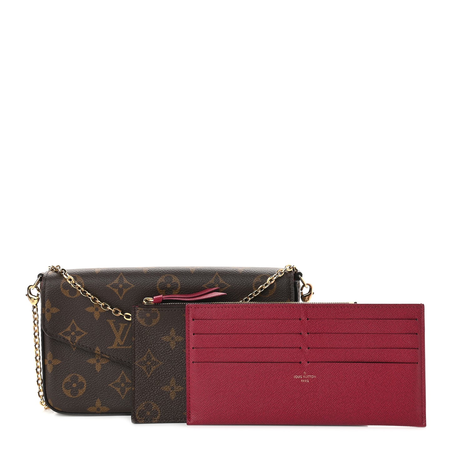 Monogram Pochette Felicie Chain Wallet Fuchsia