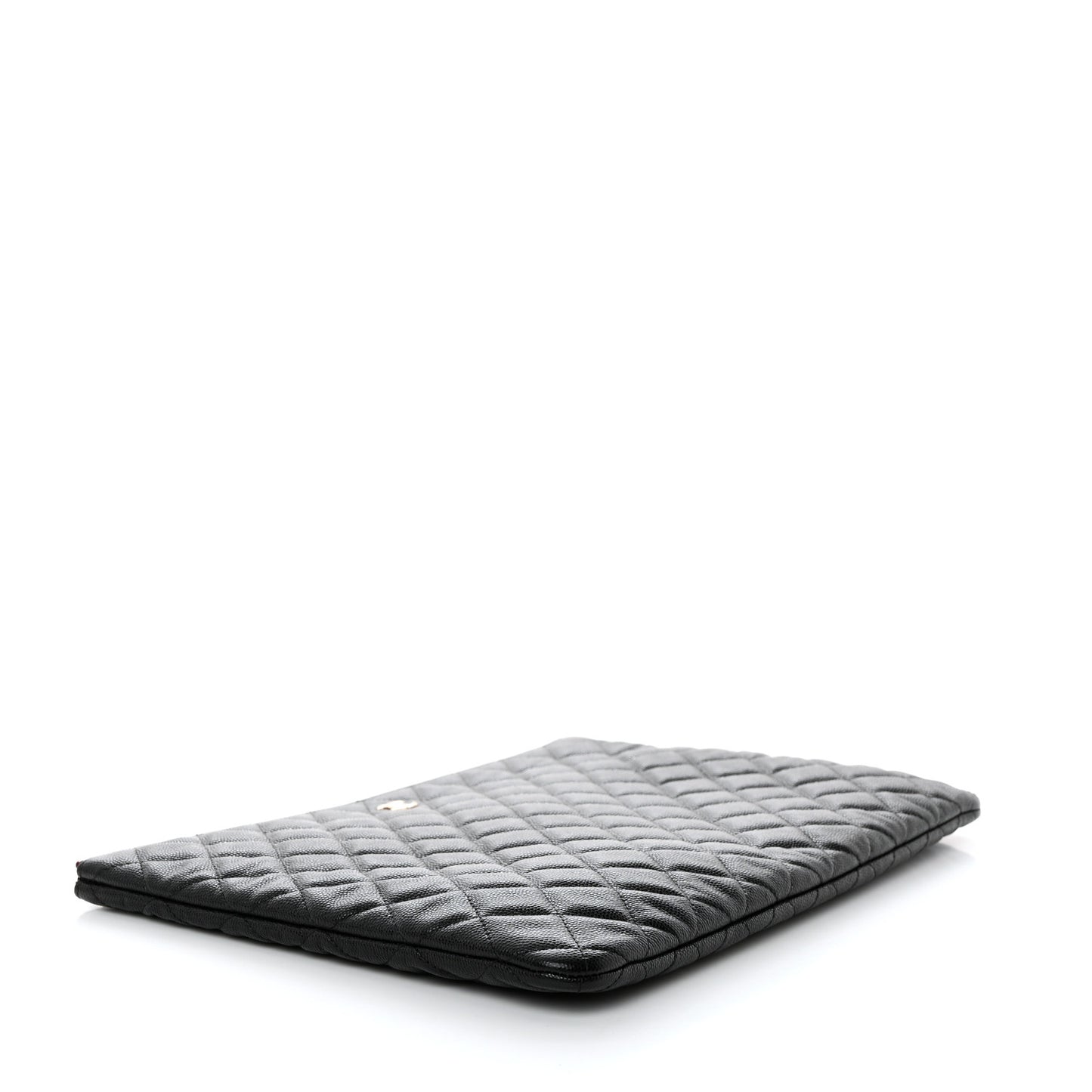 Caviar Quilted Large Cosmetic Case Black