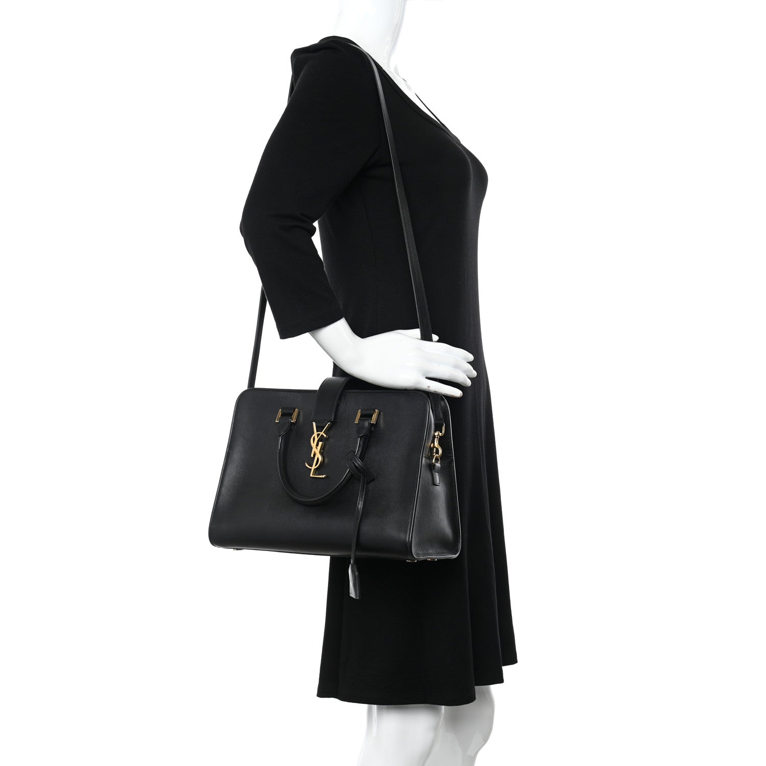 Saint Laurent Smooth Calfskin Small Cabas Monogram Black 3 of 10