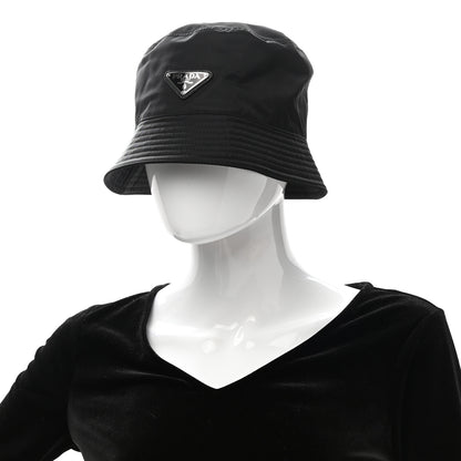Prada Re-Nylon Metal Triangle Logo Womens Bucket Hat S Black 2 of 8