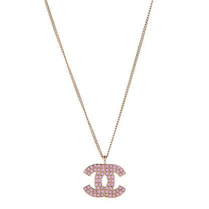 Chanel Crystal CC Necklace Pink Gold 1 of 6