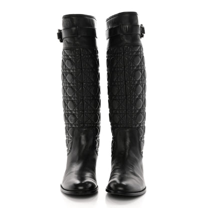 Christian Dior Calfskin Cannage Tall Riding Boots 38.5 Black 2 of 16