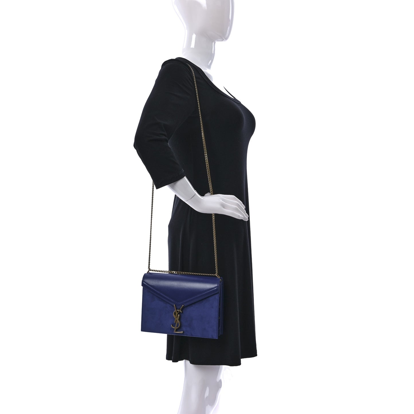 Smooth Calfskin Suede Monogram Cassandra Clasp Bag Bleu Saphir
