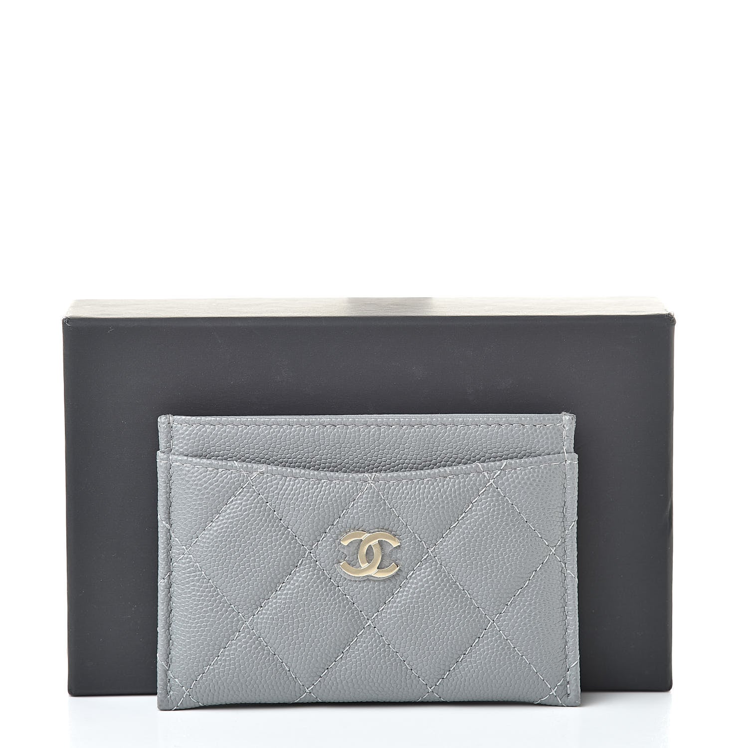 Chanel Caviar Quilted Card Holder Grey 9 of 9