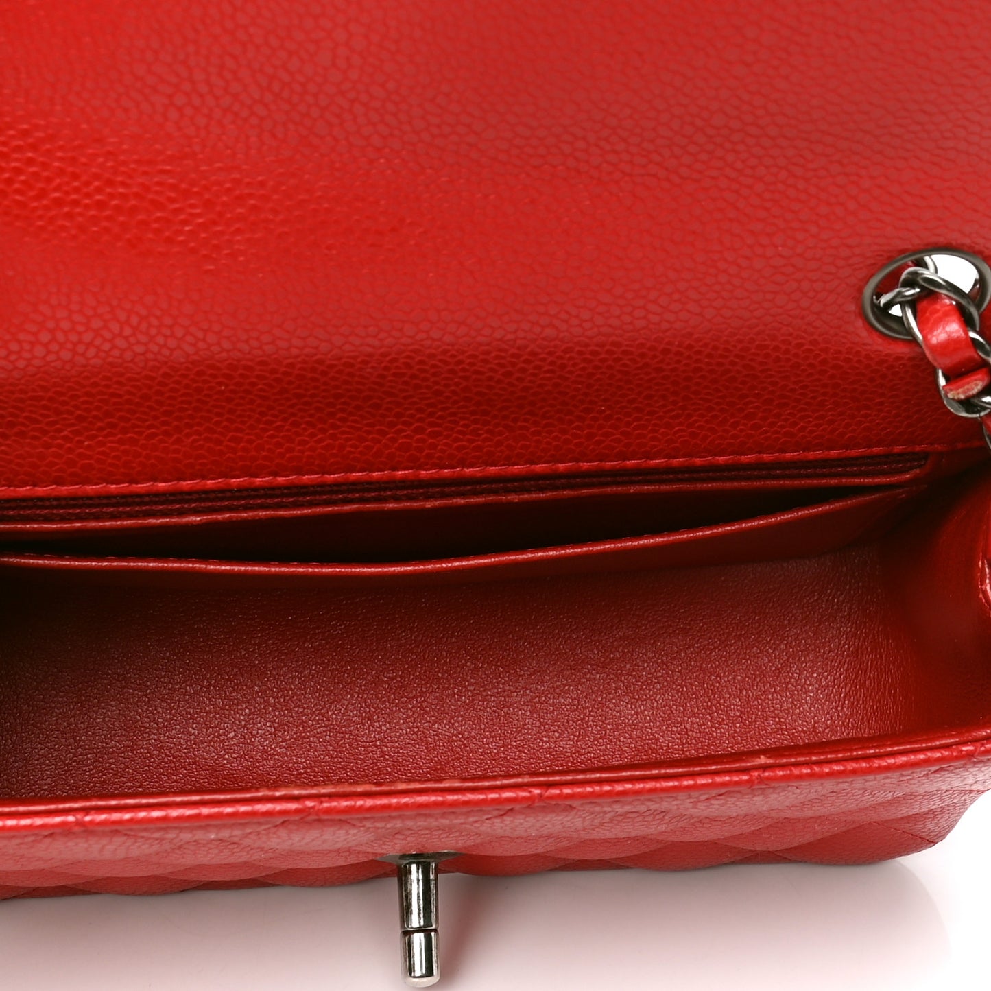 Caviar Quilted Mini Rectangular Flap Red
