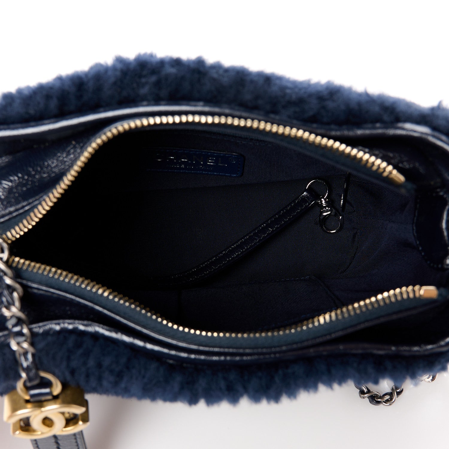 Chanel Shearling Small Gabrielle Hobo Navy 5 of 10