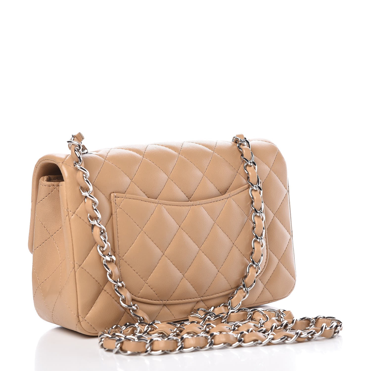 Chanel Lambskin Quilted Mini Rectangular Flap Beige 3 of 12