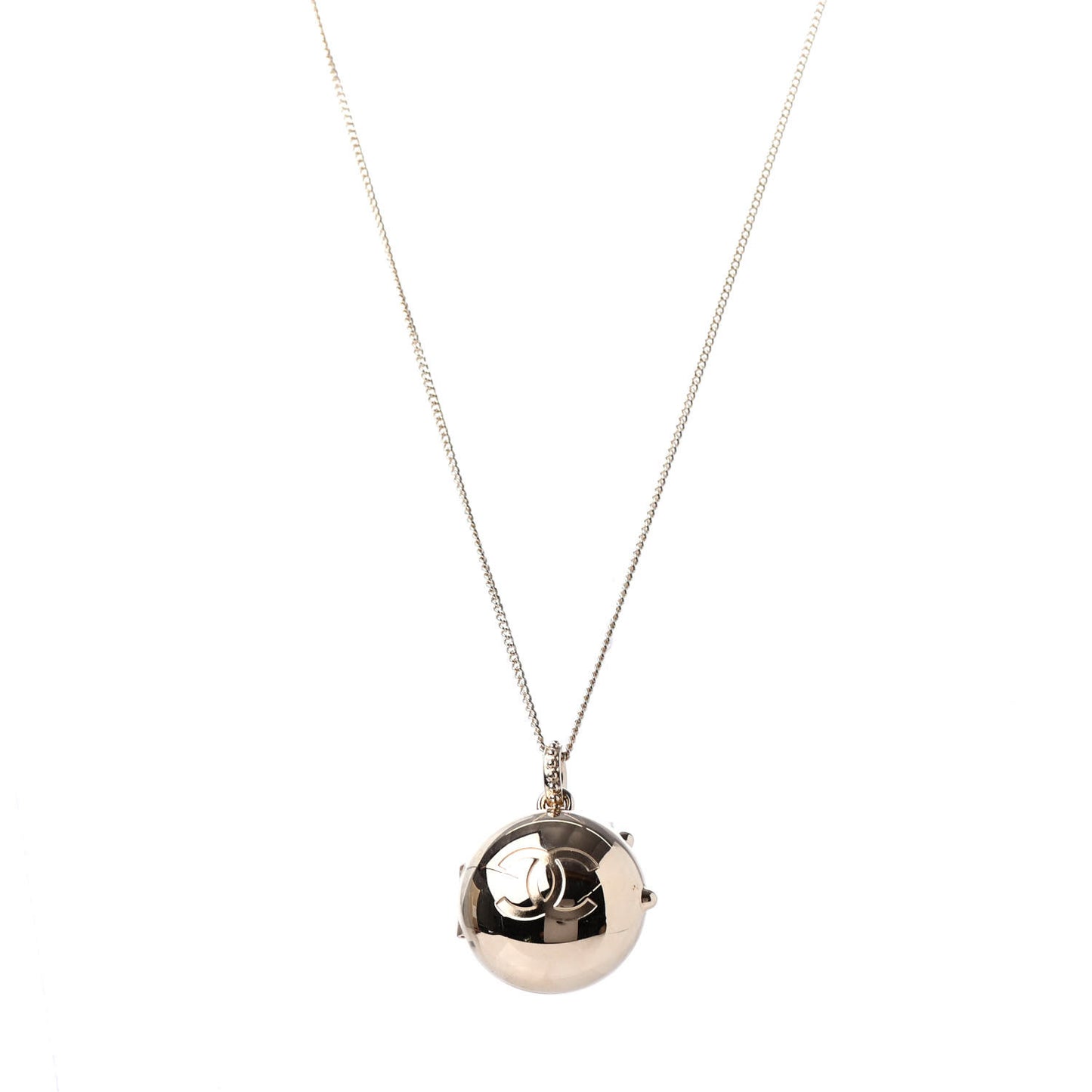 Metal CC Locket Necklace Gold
