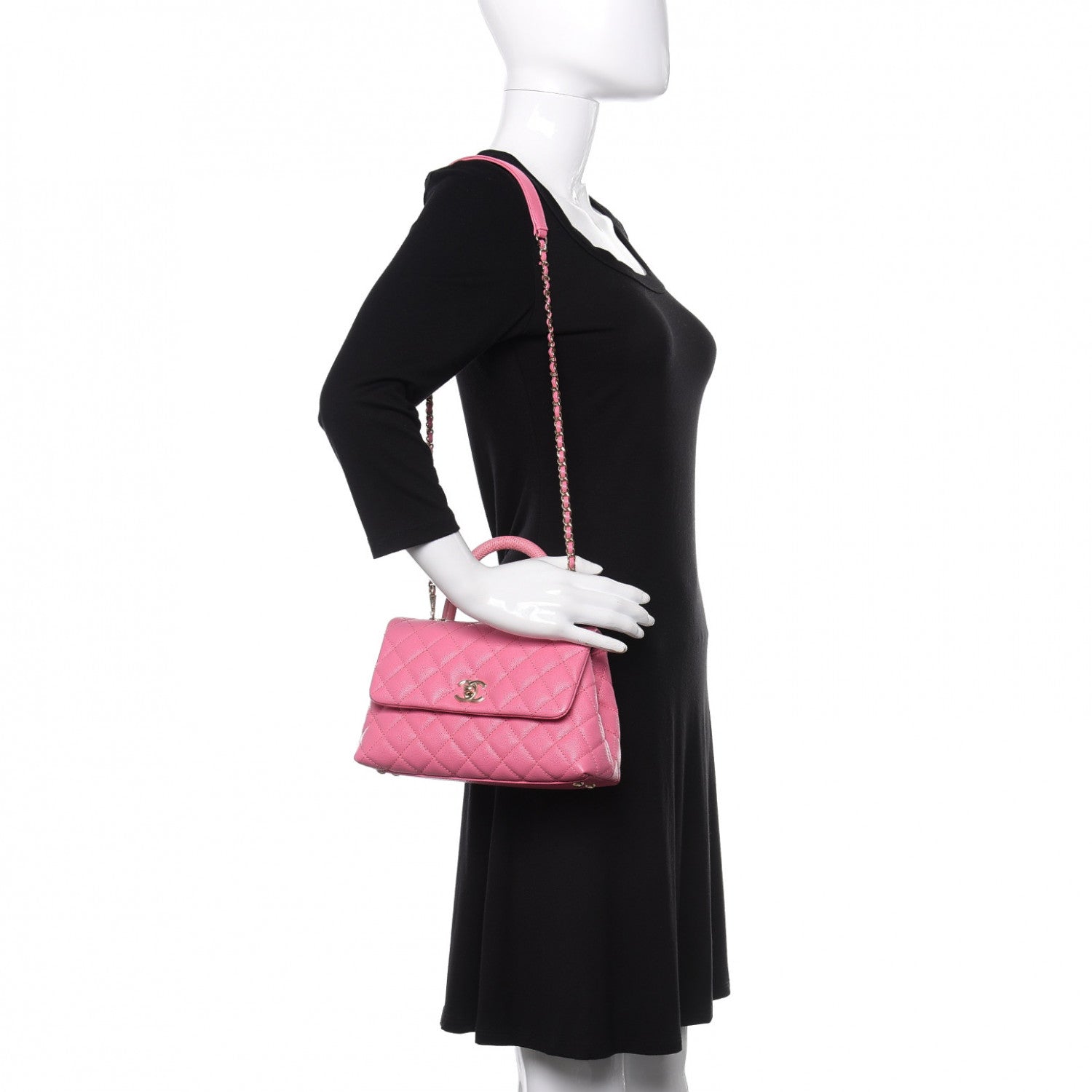 Chanel Caviar Quilted Mini Coco Handle Flap Pink 2 of 10