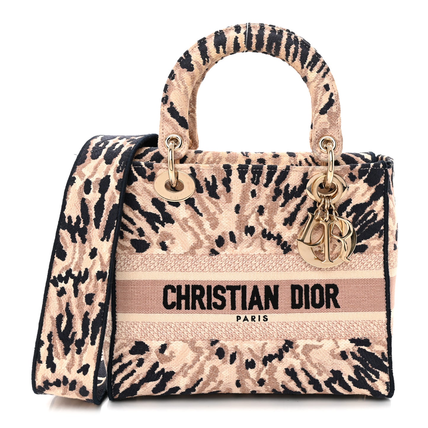 Canvas Embroidered Medium Tie And Dior Lady D-Lite Multicolor
